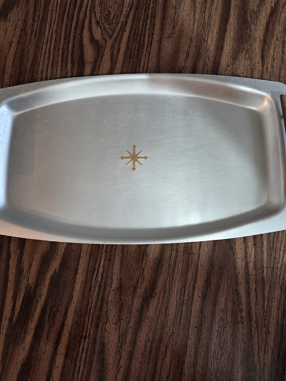 Starburst Motif Aluminum Serving Tray - Silver
